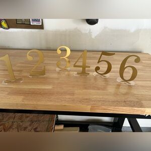 Wedding table numbers gold